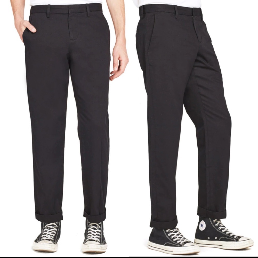 VINCE Size 32 Men's Black 100% Cotton Twill Chino Flat Front Pants 34"X30"